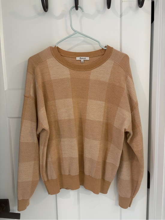 Madewell Sweaters - Madewell Beige & Tan Plaid Crewneck Sweater
